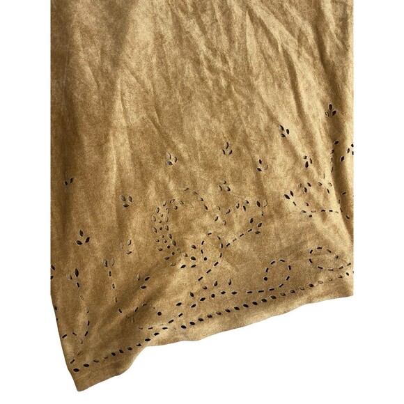 Vintage Avenue Suede Long  Skirt Fall Cut out detail Women size 14 / 16 - Picture 7 of 9